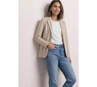 Kurzblazer STREET ONE, Damen, Gr. 38, clay sand meliert, Web, Obermaterial: 93% Baumwolle, 7% Elasthan. Futter: 100% Polyester, unifarben, regular fit normal, V-Ausschnitt, abgesteppt, Blazer Kurzblaz