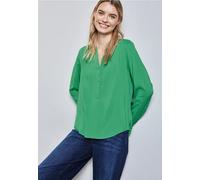 Langarmbluse STREET ONE, Damen, Gr. 38, grün (tendril grün), Stoff, 100% Viskose, unifarben, normal normal, Rundhals, Bündchen, Blusen, aus softer Viskose (81107021-38) tendril grün