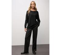 Street One Pullover Damen Dolman Feinstrick U-Boot-Ausschnitt Schwarz Gr. 34