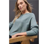 Rundhalspullover STREET ONE, Damen, Gr. 34, nile blau meliert, Stoff, 30% Polyester, 29% Polyacryl, 21% Viskose, 20% Nylon, unifarben, normal normal, U-Boot-Ausschnitt, Rollsaum, Pullover, aus Feinstr