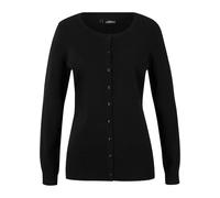 Strickjacke BONPRIX, Damen, Gr. 36/38 (S), schwarz, Strick, Obermaterial: 60% Baumwolle, 30% Polyester, 10% Polyamid, unifarben, gerade normal, Rundhals, Rippbündchen, Strickjacken Strickjacke, mit de