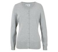 Strickjacke BONPRIX, Damen, Gr. 40/42 (M), grau, Strick, Obermaterial: 50% Baumwolle, 35% Polyester, 10% Polyamid, 5% Viskose, unifarben, gerade normal, Rundhals, Rippbündchen, Strickjacken Strickjack