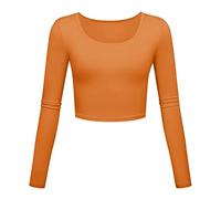 Basic Langarmshirt Damen Bauchfreie Crop Tops Langarm Enge Oberteile Slim Fit T Shirt Y2K Cropped Pullover Aesthetic Lässig Sport Yoga Tee Top Shirts für Frauen Teenager Mädchen