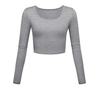 Basic Langarmshirt Damen Bauchfreie Crop Tops Langarm Enge Oberteile Slim Fit T Shirt Y2K Cropped Pullover Aesthetic Lässig Sport Yoga Tee Top Shirts für Frauen Teenager Mädchen