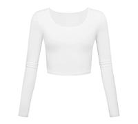 Basic Langarmshirt Damen Bauchfreie Crop Tops Langarm Enge Oberteile Slim Fit T Shirt Y2K Cropped Pullover Aesthetic Lässig Sport Yoga Tee Top Shirts für Frauen Teenager Mädchen