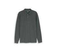 Langarm-Poloshirt TOM TAILOR, Herren, Gr. L, grün (schwarzest olive), Single Jersey, Obermaterial: 60% Baumwolle, 40% Polyester, unifarben, regular fit hüftbedeckend, Rundhals, abgesteppte Kante, Shir