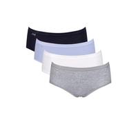 sloggi Damen Midi-Slip, 4er Pack - Basic+Midi C4P, Unterwäsche, Baumwolle, Spitze, Logo, einfarbig, mehrfarbig, M Weiß/ Blau