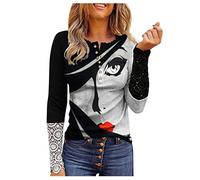 Basic Oberteile Damen Eng 2022 Langarmshirt Blusenshirt T-Shirt Enge Langarm Oberteil Farbverlauf Casual Strickshirt Tops Basic mit Knopfleiste Trend Strickpullover