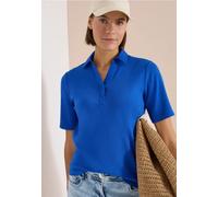 Poloshirt CECIL, Damen, Gr. XXL (46), blau (surf blau), Web, 100% Baumwolle, unifarben, comfort fit normal, hoch geschlossener Ausschnitt, abgesteppt, Shirts, aus reiner Baumwolle (34144530-XXL) surf