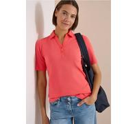 Poloshirt CECIL, Damen, Gr. M (40), rosa (shiny coral), Web, 100% Baumwolle, unifarben, comfort fit normal, hoch geschlossener Ausschnitt, abgesteppt, Shirts, aus reiner Baumwolle (23229741-M) shiny c