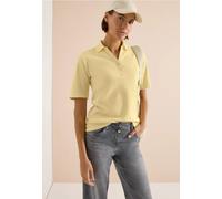 Poloshirt CECIL, Damen, Gr. L (42), gelb (buttermilk gelb), Web, 100% Baumwolle, unifarben, comfort fit normal, hoch geschlossener Ausschnitt, abgesteppt, Shirts, aus reiner Baumwolle, Topseller (9197