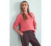 Strickpullover STREET ONE, Damen, Gr. 40, rosa (striking coral), Strick, Obermaterial: 100% Baumwolle, unifarben, normal hüftbedeckend, Rundhals, Flachstrickbündchen, Pullover Strickpullover, mit Rund