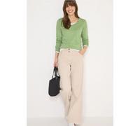 Cecil Damen Strickpullover Basic – V-Ausschnitt, 60% Baumwolle/40% Viskose – Grün, Gr. M