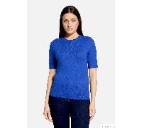 Kurzarmshirt BETTY BARCLAY "Damen kurzarm", Damen, Gr. 36, blau (adria blau), Strick, Obermaterial: 55% Viskose, 30% Polyester, 15% Polyamid, Basic, figurumspielend normal, Rundhals, Shirts (91124331-