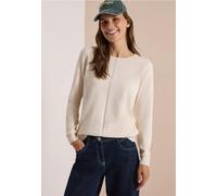 Rundhalspullover CECIL, Damen, Gr. L (42), beige (oat milk beige melange), Web, 60% Baumwolle, 40% Viskose, unifarben, normal normal, Rundhals, Rippbündchen, Pullover Rundhalspullover, im soften Baumw