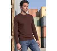 Rundhalspullover STREET ONE MEN, Herren, Gr. L (42), maroon braun, Web, 100% Baumwolle, unifarben, comfort fit normal, Rundhals, Rippbündchen, Pullover Rundhalspullover, in Unifarbe (35858651-L) maroo