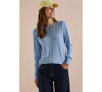Rundhalspullover CECIL, Damen, Gr. XL (44), blau (easy blau), Web, 60% Baumwolle, 40% Viskose, unifarben, normal normal, Rundhals, Rippbündchen, Pullover Rundhalspullover, im soften Baumwoll-Mix, Tops