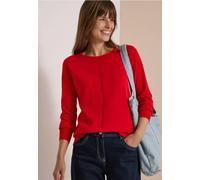 Rundhalspullover CECIL, Damen, Gr. S (38), rot (flame rot), Web, 60% Baumwolle, 40% Viskose, unifarben, normal normal, Rundhals, Rippbündchen, Pullover Rundhalspullover, im soften Baumwoll-Mix (366449