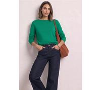 Strickpullover STREET ONE, Damen, Gr. 46, grün (kelly grün), Stoff, 60% Viskose, 40% Baumwolle, unifarben, comfort fit normal, U-Boot-Ausschnitt, Rippbündchen, Pullover Strickpullover, mit U-Boot-Auss