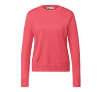 Rundhalspullover STREET ONE, Damen, Gr. 44, striking coral, Stoff, 86% Viskose, 14% Polyester, unifarben, comfort fit normal, Rundhals, Bündchen, Pullover Rundhalspullover, Basic (83402419-44) strikin