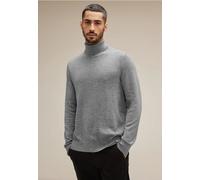 Rollkragenpullover STREET ONE MEN, Herren, Gr. XXL (46), grau (stone grau melange), Web, 60% Baumwolle, 40% Polyester, unifarben, normal hüftlang, hoch geschlossener Ausschnitt, Bündchen, Pullover Rol