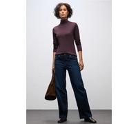 Rollkragenshirt STREET ONE, Damen, Gr. 46, jazz berry, Web, 50% Baumwolle, 50% Modal, unifarben, normal normal, hoch geschlossener Ausschnitt, abgesteppt, Shirts, im soften Baumwoll-Mix (50324349-46) 