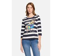 Basic Shirt mit Aufdruck Dunkelblau/Weiß 38