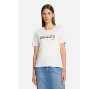 Kurzarmshirt BETTY BARCLAY "Damen mit Aufdruck", Damen, Gr. 40, beige (patch cream, schwarz), Jersey, Obermaterial: 95% Baumwolle, 5% Elasthan, tailliert normal, Rundhals, Shirts, Foliendruck (5884476