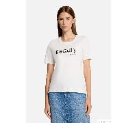 Kurzarmshirt BETTY BARCLAY "Damen mit Aufdruck", Damen, Gr. 42, beige (patch cream, schwarz), Jersey, Obermaterial: 95% Baumwolle, 5% Elasthan, tailliert normal, Rundhals, Shirts, Foliendruck (5884476