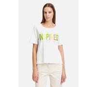 Kurzarmshirt BETTY BARCLAY "Damen Basic Shirt mit Aufdruck", Damen, Gr. 40, weiß (patch weiß, grün), Jersey, Obermaterial: 100% Baumwolle., gerade normal, Rundhals, Shirts, Glitzersteine (52078807-40)