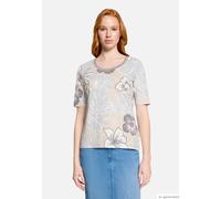 Kurzarmshirt BETTY BARCLAY "Damen mit Blumenprint", Damen, Gr. 42, beige, cream, Jersey, Obermaterial: 95% Baumwolle, 05% Elasthan, tailliert normal, Rundhals, Shirts (43446638-42) beige, cream