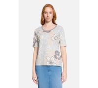 Kurzarmshirt BETTY BARCLAY "Damen mit Blumenprint", Damen, Gr. 44, beige, cream, Jersey, Obermaterial: 95% Baumwolle, 05% Elasthan, tailliert normal, Rundhals, Shirts (43446638-44) beige, cream