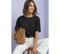 Street One Frauen Basic Shirt mit Boat Neck und Elastikbund in Schwarz, Gr: 36