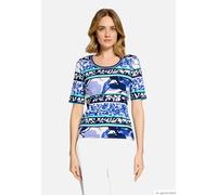 Betty Barclay Damen Kurzarmshirt mit Rippenstruktur Blau/Grün Gr. 36 Rundhals
