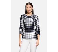 Basic Shirt mit Rundhalsausschnitt Dunkelblau/Weiß 48