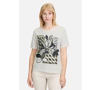 Kurzarmshirt BETTY BARCLAY "Damen Basic Shirt mit Rundhalsausschnitt", Damen, Gr. 36, weiß (patch weiß, dunkelblau), Jersey, Obermaterial: 50% Baumwolle, 50% Modal., Basic, figurumspielend normal, Run