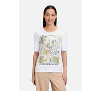 Basic Shirt mit Rundhalsausschnitt White/Khaki Damen