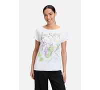 Basic Shirt mit U-Boot-Ausschnitt White/Khaki Damen