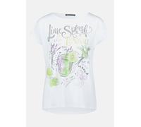 Basic Shirt mit U-Boot-Ausschnitt White/Khaki Damen