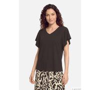 Kurzarmshirt CARTOON "Damen mit V-Ausschnitt", Damen, Gr. 34, schwarz (dunkelbraun), Obermaterial: 50% Baumwolle, 50% Modal, loose fit normal, Rundhals, Shirts (28357108-34) dunkelbraun