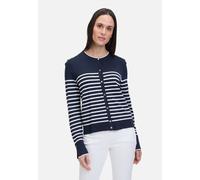 Strickjacke BETTY BARCLAY "Betty Barclay Basic-Strickjacke mit Streifen", Damen, Gr. 38, blau (patch dunkelblau, cream), Strick, Obermaterial: 72% Viskose, 28% Polyamid., casual, gerade normal, Langar