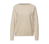 Strickpullover STREET ONE, Damen, Gr. 40, cotton beige meliert, Strick, Obermaterial: 50% Viskose, 28% Polyester, 22% Polyamid, unifarben, bequem hüftbedeckend, U-Boot-Ausschnitt, Bündchen, Pullover S