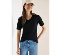 Cecil Damen Basic T-Shirt aus Baumwolle in Schwarz, Gr: 3XL