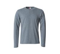 Clique Langarmshirt Basic – Jersey-Baumwolle, Slim Fit, elastischer Kragen – Grau meliert S