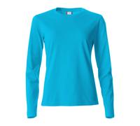 Clique – Langarmshirt Basic – Damen, Baumwolle Jersey, Slim-Fit – Türkis S