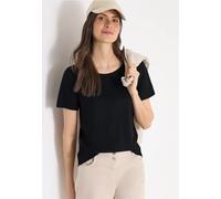 Cecil Damen Basic T-Shirt mit Rundhals in Unifarbe in Schwarz, Gr: M