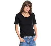 Cecil Damen T-Shirt Lena (Style NOS) Unifarben Schwarz XXL