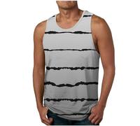 Basic Tank Top Herren Baumwolle Sommer T-Shirt Ärmellos Sport Muskelshirt Rundhals Casual Unterhemd Tops Mode Streifen Achselshirt Laufen Fitness Oberteil Funktionsshirt für Männer