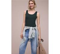 Street One Frauen Basic Top mit Rundhals aus Jersey in Grün, Gr: 40