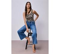 Street One Basic Top Timeless mit Rundhals Leo-Muster Beige 44